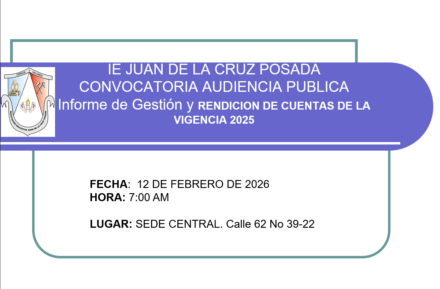 CONVOCATORIA AUDIENCIA PUBLICA RENDICION DE CUENTAS VIGENCIA 2025